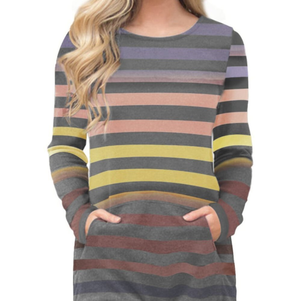 gray striped pullover